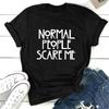 Normal People Scarem Letter Printed Round Neck Summer Loose Cotton T-Shirts Women’s