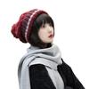 WHITE FANG Knitted Cold CA099 Hat, Hat, Cap, Autumn/Winter, Protection, Pompom, Sports, Snowboarding, Skiing, Women's (02 Red)
