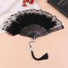 Lolita Feather Folding Fan Sweet Fairy Girl Dark Gothic Court Dance Hand Fan Pendant Photography Props Wedding Party Decor