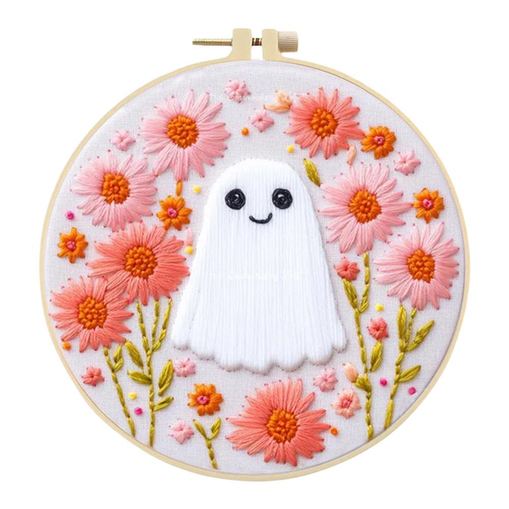 Наборы для вышивания крестом на Хэллоуин с пяльцами, цветной нитью и тканью