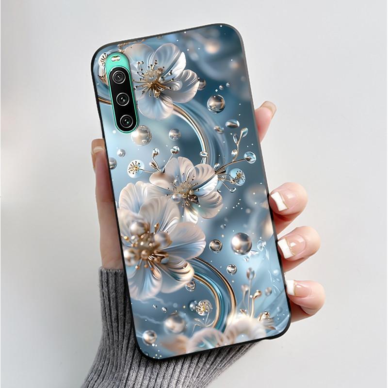 For Sony Xperia 10 VI V IV III II Case Luxury Fashion Butterfly Flowers Soft Black TPU Cover Ultrathin Shockproof Shell Fundas