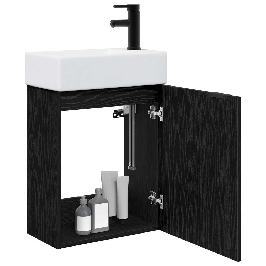 Bathroom Vanity Cabinet with Faucet Black Oak