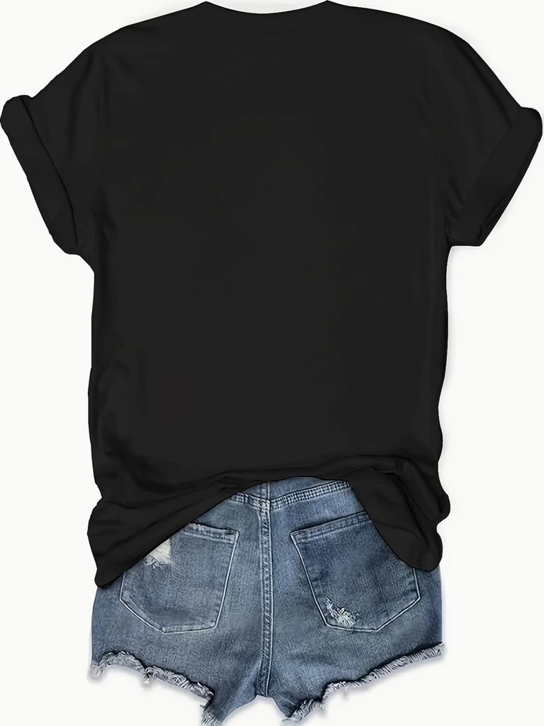 Женская повседневная футболка с круглым вырезом и графическим принтом кролика, с коротким рукавом, трикотажный топ для всех сезонов футболки для женщин