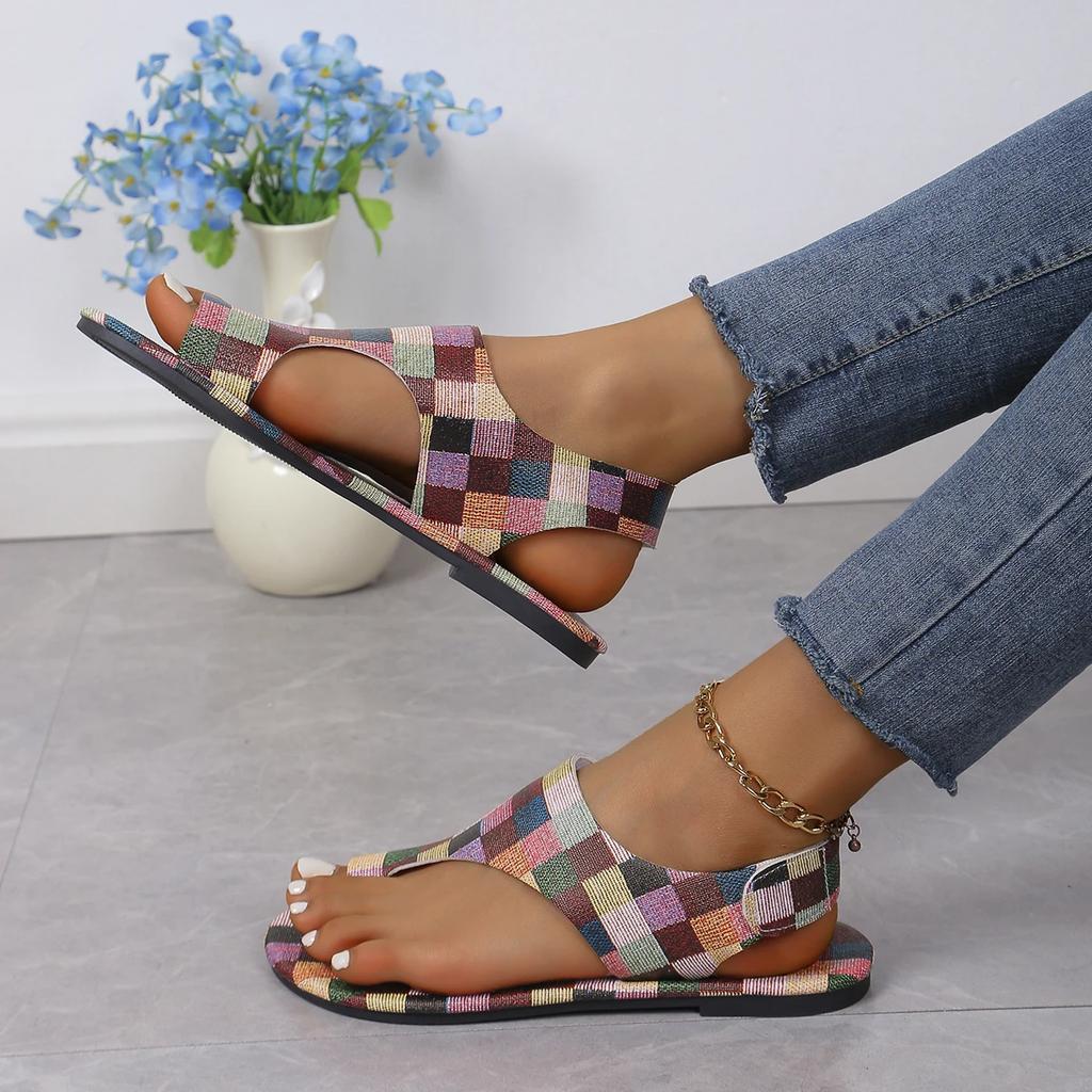 Women Flat Sandals 2024 New Summer Fashion Sexy Set Foot Beach Sandals Outdoor All-match Casual Slippers Plus Size Women Sandals