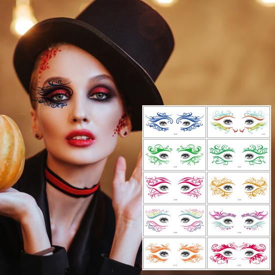 10 шт. наклейки для татуировки на лицо на Хэллоуин, летучая мышь, паук, шрам, временный, косплей, глазное искусство