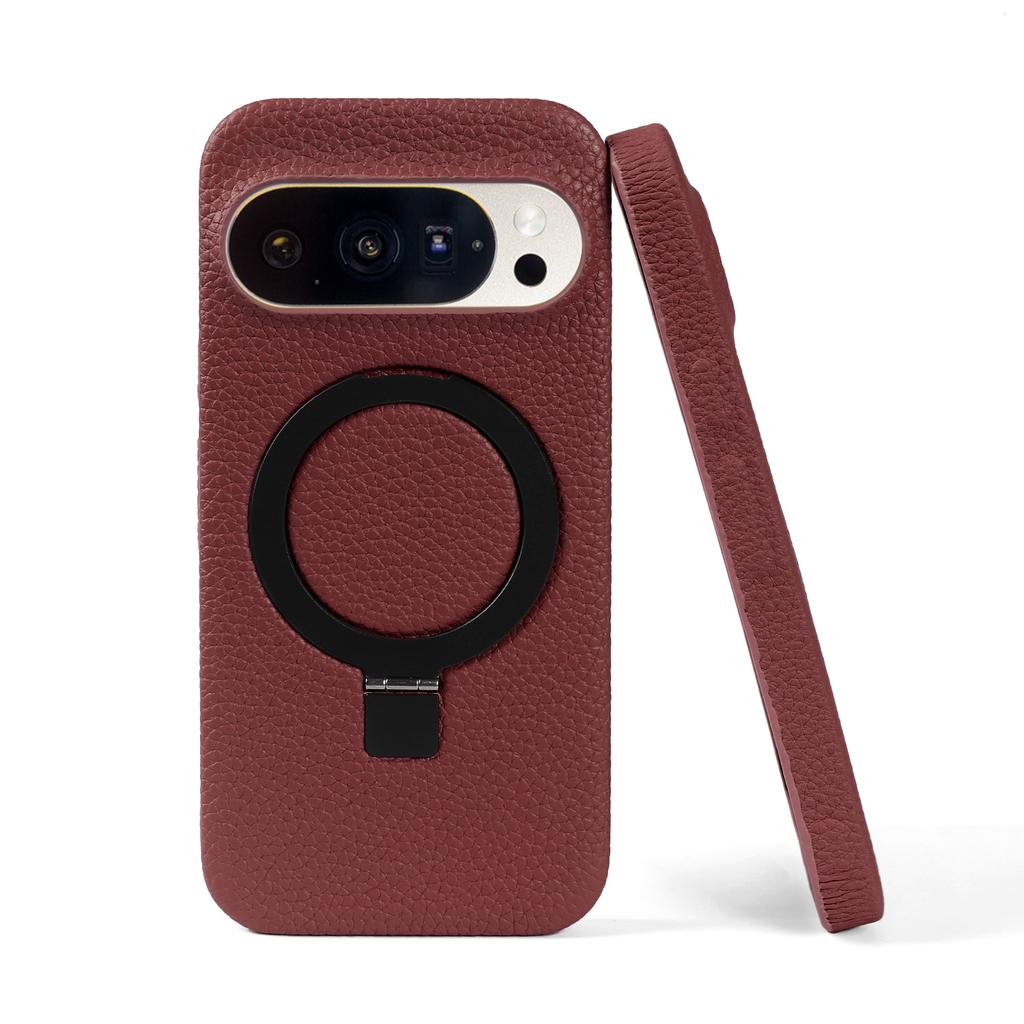 Magnetic Ring Genuine Leather Case For Google Pixel 10A 9 Pro XL 9A 8A 7A Pixel7 8 Pro Phone Back Cover Case Bracket Stand Coque