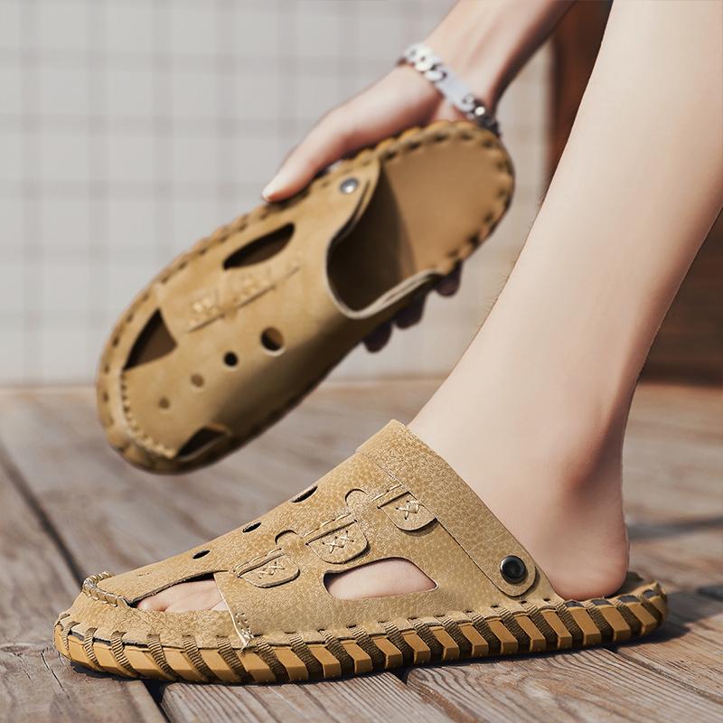 2024 Summer New Men's Sandals Fashion Comfort Beach Shoes Men's Baotou Shoes and Slippers Ventilate Anti Slip Sandals Slippers
