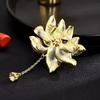 Брошь Лотос Высококачественная женская ретро брошь с жемчужной бахромой Легкая роскошная нишевая дизайнерская булавка с ювелирными изделиями