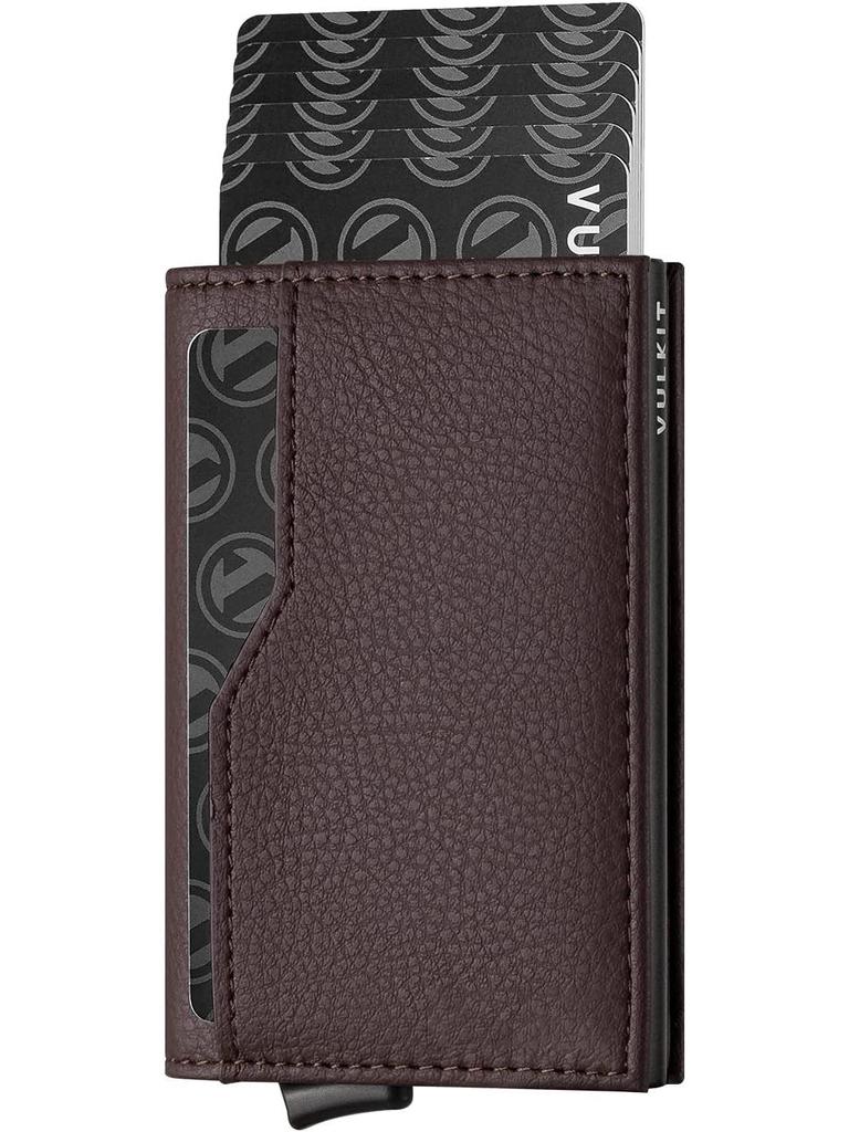 Мужской кошелек из натуральной кожи с RFID-защитой от кражи, металлический держатель для карт - европейский и американский дизайн с алюминиевым сплавом