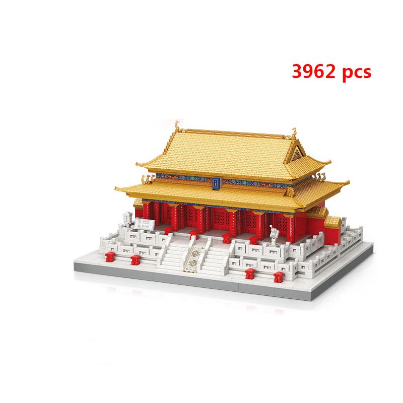 Городская архитектура, розовый замок, дом на дереве, строительные блоки, мини-кирпич, Тадж-Махал, Великая стена, креативная модель, строительные игрушки