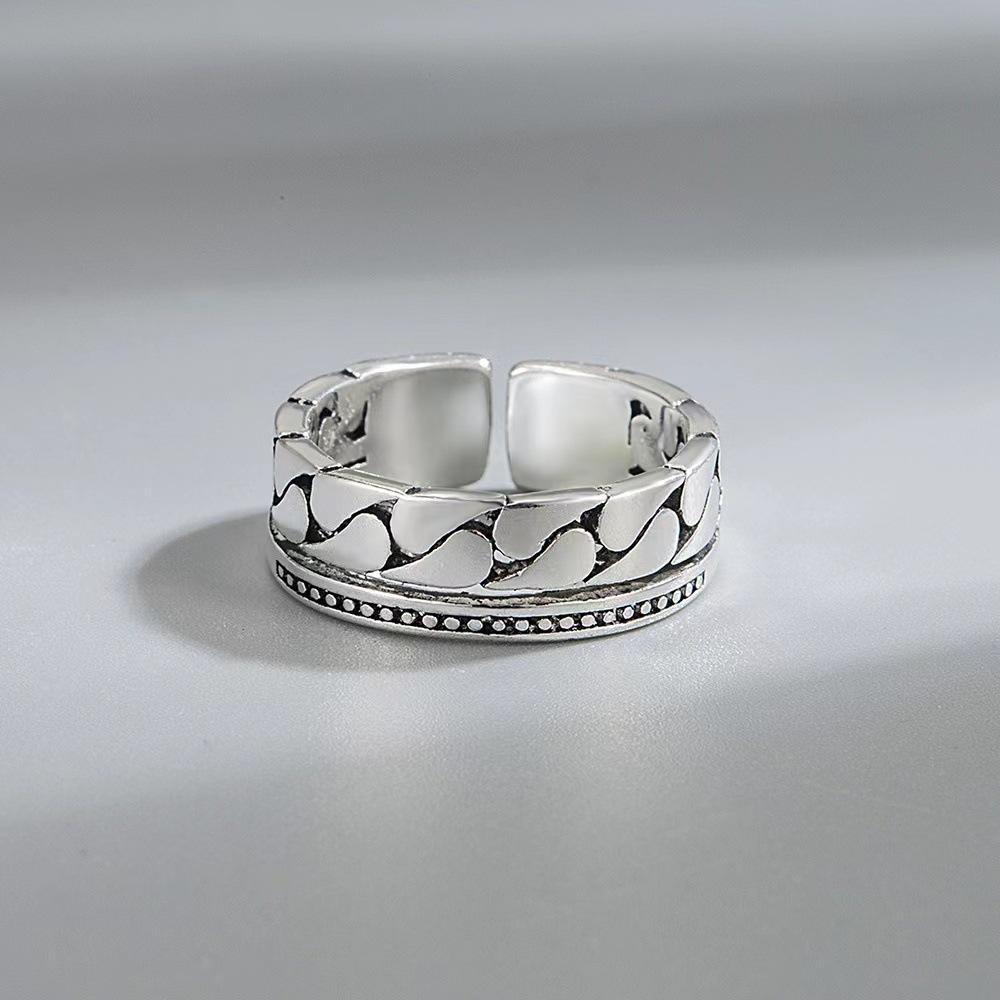 Double-layered Chain Ring for Women, Korean Ins Retro Joint Ring, Fashionable, Compact, Simple and Versatile Open Ring