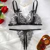 Black Hot Crotchless Sexy Women Lace Lingerie Temptation Transparent Push Up Sex Bras Porn Open Bra Underwear Set Erotic Costume