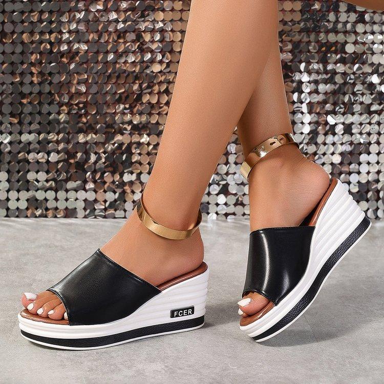 Женские сандалии на высоком каблуке, повседневная обувь на толстой подошве, женские летние сандалии на танкетке для отдыха, женская обувь, женские шлепанцы на платформе