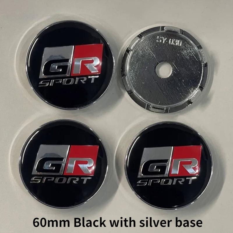 LFPB6 4 Pcs 60mm Car Wheel Center Hub Caps Rim Cover for Toyota GR Sport Corolla RAV4 Camry Yaris C-HR Prado Prius Auto Accessories