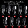 120 шт. накладные ногти с глазурью, типсы для наращивания ногтей на шпильках для цветного геля с глазурью, стеклянная мозаика, дизайн ногтей