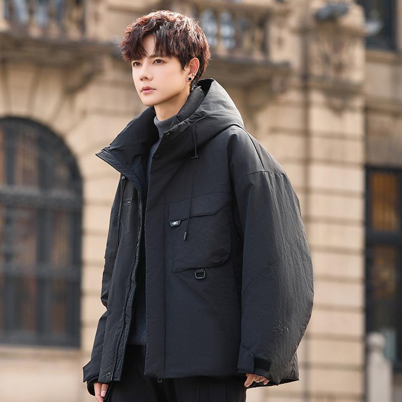 Winter New Tooling Hooded Down Jacket Men's Trendy Brand Loose Senior Men's Outdoor Warm Jacket