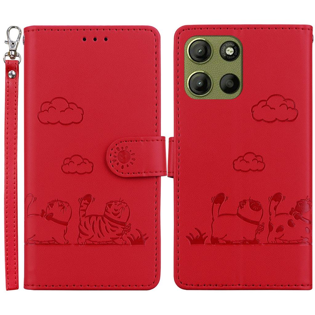 For Motorola Moto G15 4G Case RFID Blocking Kitten Pattern TPU+PU Leather Phone Cover