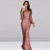 Women Prom Dress Tassel Sleeves Sheath Slim Fit V Neck Solid Color Sequin Fishtail Hem Evening Dress Cocktail Party Maxi Dress