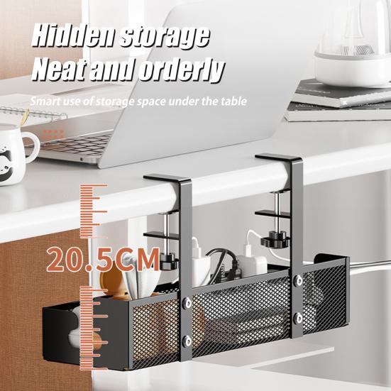 Data Cable Storage Rack Under-Desk Organizer Simple Installation Cable Management Metal Cable Tray Power Strip Cord Holder
