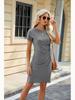 2026 Spring Summer Round Neck Drawstring Solid Color Short Sleeve Casual Dresses For Women