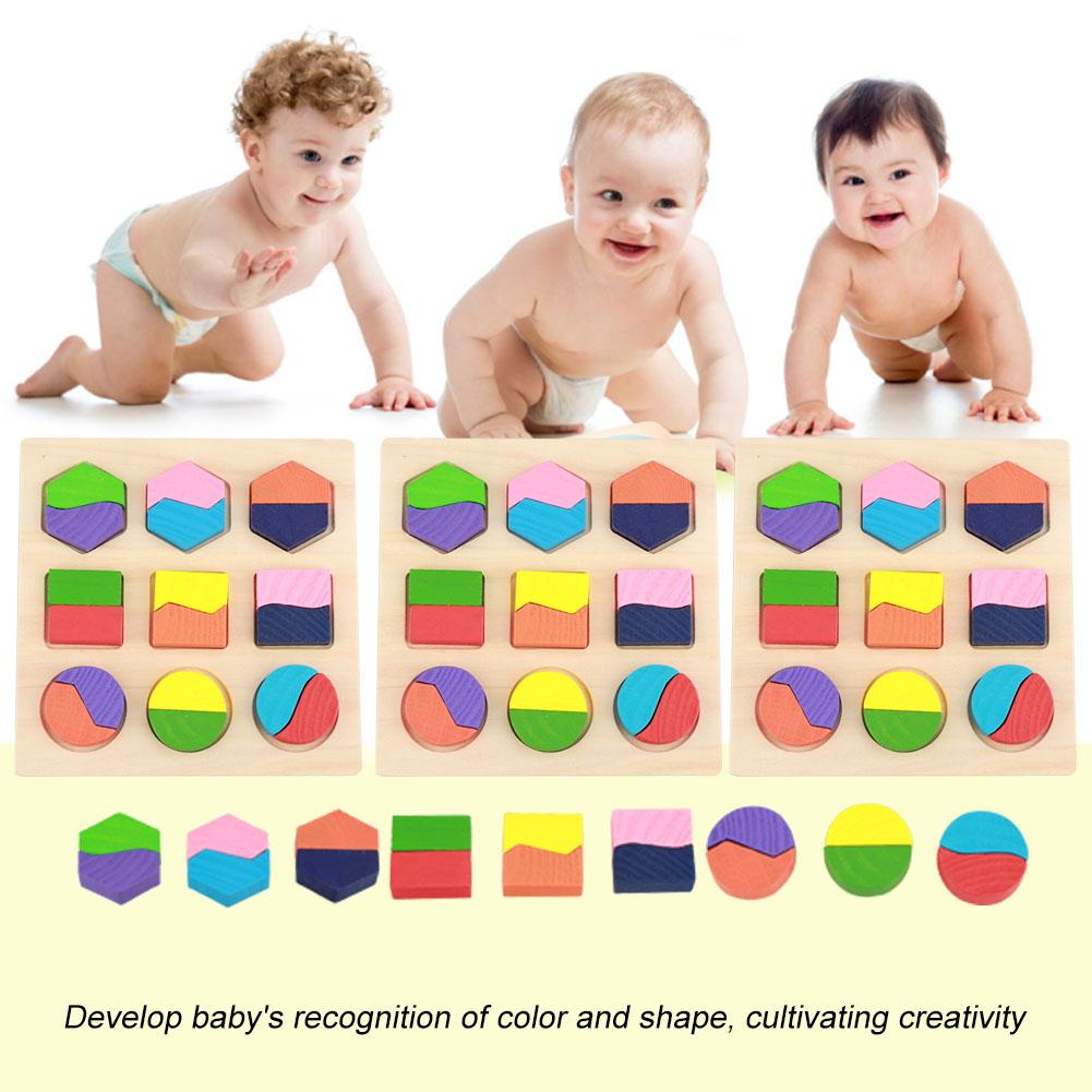 Детский развивающий деревянный набор игрушек, геометрический строительный пазл, инструмент для раннего обучения ребенка