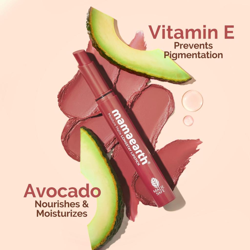 Mamaearth Moisture Matte Longstay Lipstick 2 G Bubblegum Nude With 12 Hour Stay And Avocado Oil