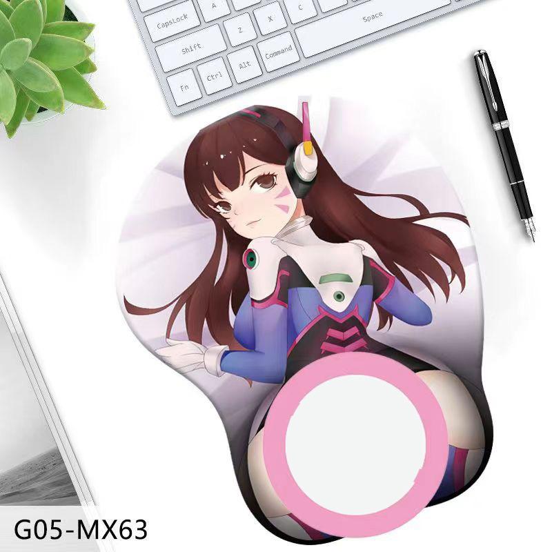 3D силиконовый коврик для мыши с анимационным персонажем, трехмерный коврик для мыши на запястье, ягодицы