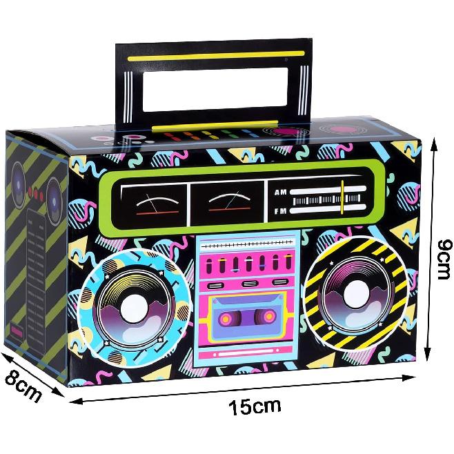 12 Pieces 80s 90s Novelty Boom Favor Boxes Boomboxes Prop Radio Decorations Table Centerpieces Decor for Retro 1980s Theme Hip Hop Party Adult Women