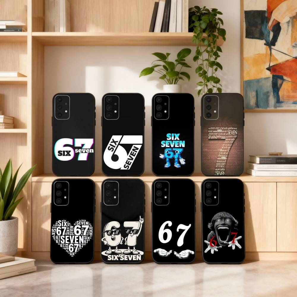 67 S-Six S-Seven Phone Case For Samsung S25,24,23,22,30,21,10,9,Ultra,Plus,Lite,FE,4,5 G Soft Black Case