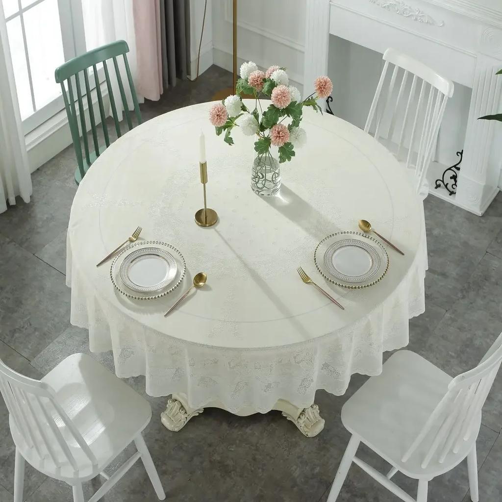Многоразмерная настольная ткань для горячего тиснения из ПВХ, водонепроницаемая, маслостойкая, не стираемая, круглый коврик для стола, утолщенная бытовая ткань для обеденного стола