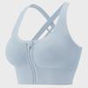 Shockproof Quick-Dry Sports Bra with Front Zipper and Gathered Back for Running and Yoga