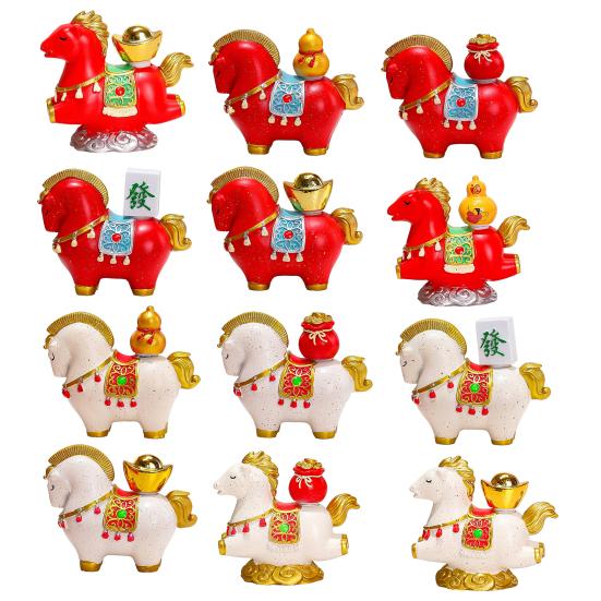 Мультяшная фигурка лошади в китайском стиле, статуэтка года лошади, приносящая богатство, удачу, счастливая лошадь, фэн-шуй, украшение