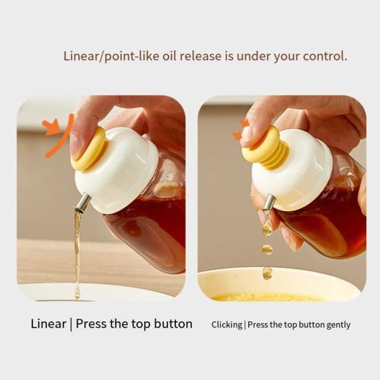 100ml Glass Seasoning Bottle Press-and-Control Cruet Container Oil Soy Sauce Vinegar Dispenser Kitchen Tool