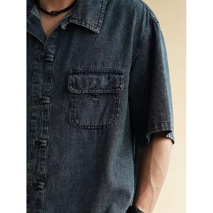 Летняя новая джинсовая куртка в китайском стиле в винтажном стиле для мужчин и женщин, свободный джинсовый топ с ретро-пуговицей