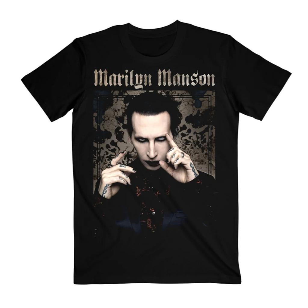 Marilyn Manson Группа Psychic Horns графика 2026 Футболка Хлопок Унисекс Мужская Женская Футболка Y2k Оверсайз Винтажная Футболка Подарки для Фанатов