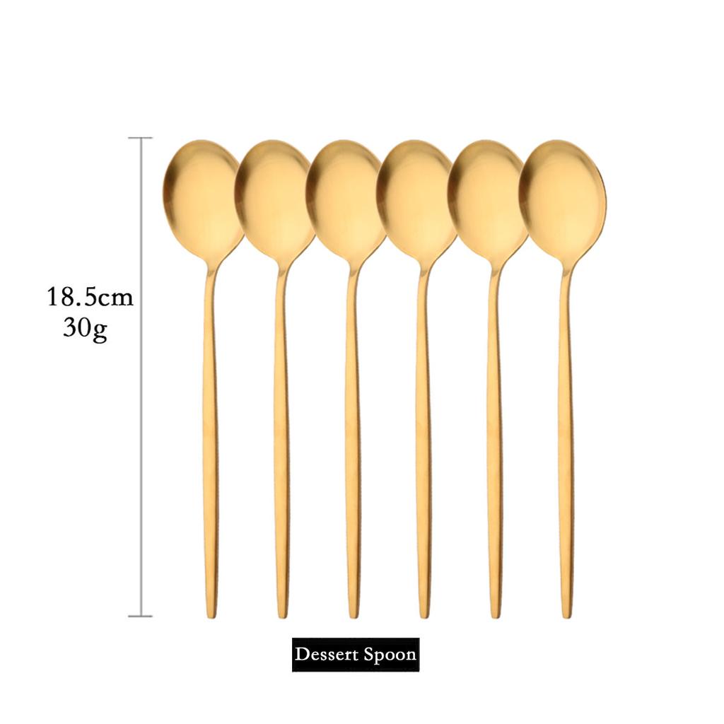 6pcs Gold Matte Cutlery Set Stainless Steel Dinnerware Flatware Kitchen Butter Knife Dessert Fork Spoon Set Silverware Tableware Set