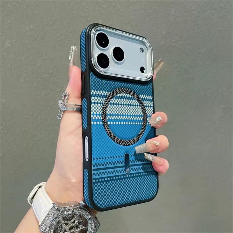 Тонкий чехол с магнитным полосатым узором для iPhone 17 Air Pro Max 16 15 14 Plus Pro Max для Magsafe Противоударный Ультратонкий Цветной чехол