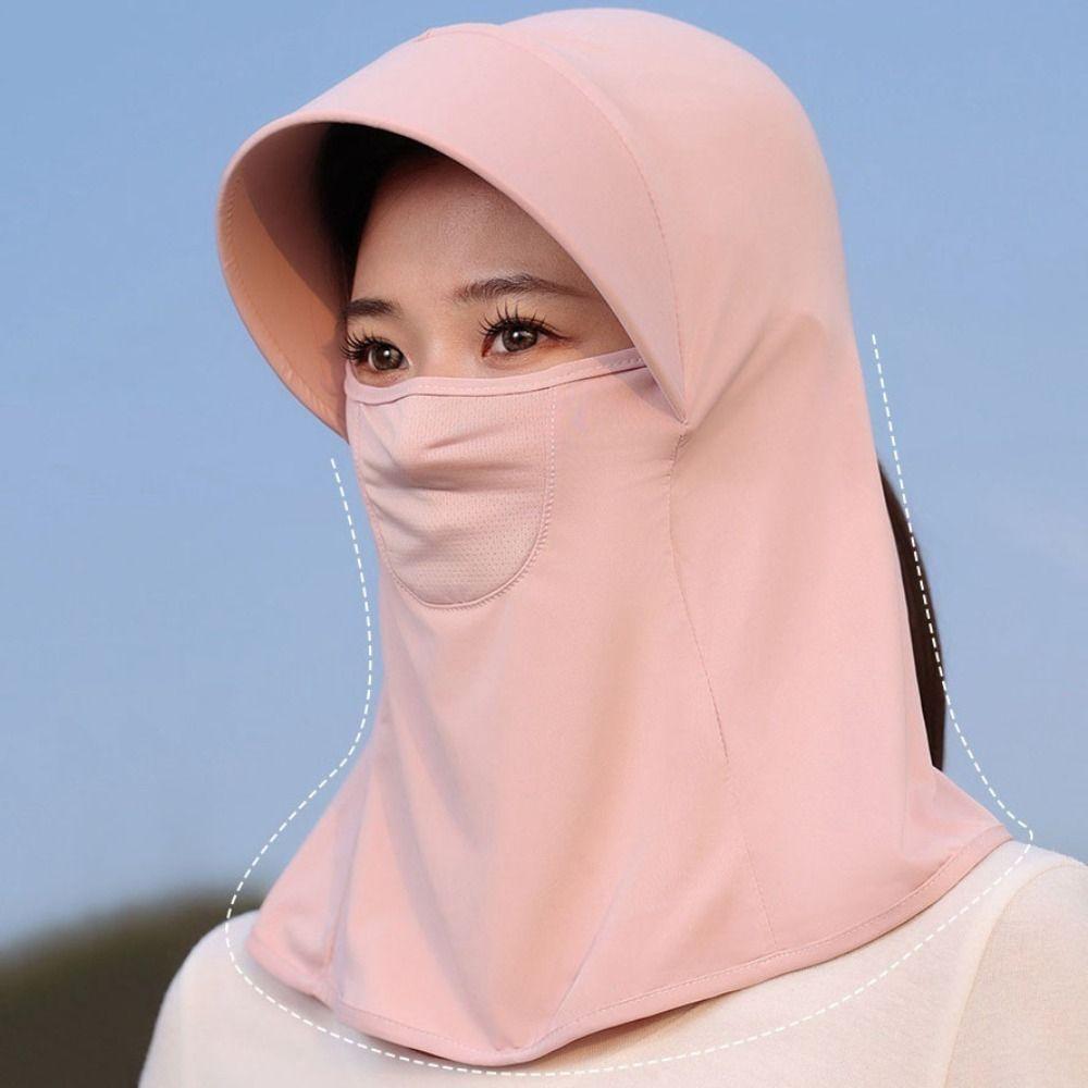 Solid Color Ice Silk Mask Dustproof UV Protection Veil Summer Sunscreen Face Cover Riding