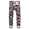Мужские джинсы Y2k с 3D-принтом, эластичные узкие джинсы хорошего качества, мужские черные повседневные ковбойские брюки