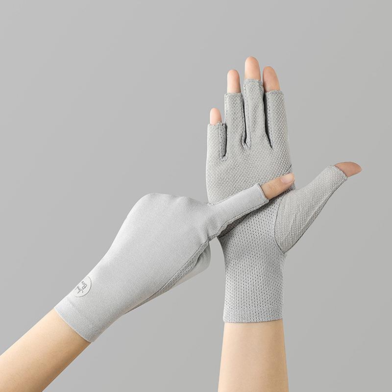 Хлопковые летние женские тонкие кружевные перчатки с защитой от росы на половину пальцев для верховой езды и защиты от ультрафиолета снаружи