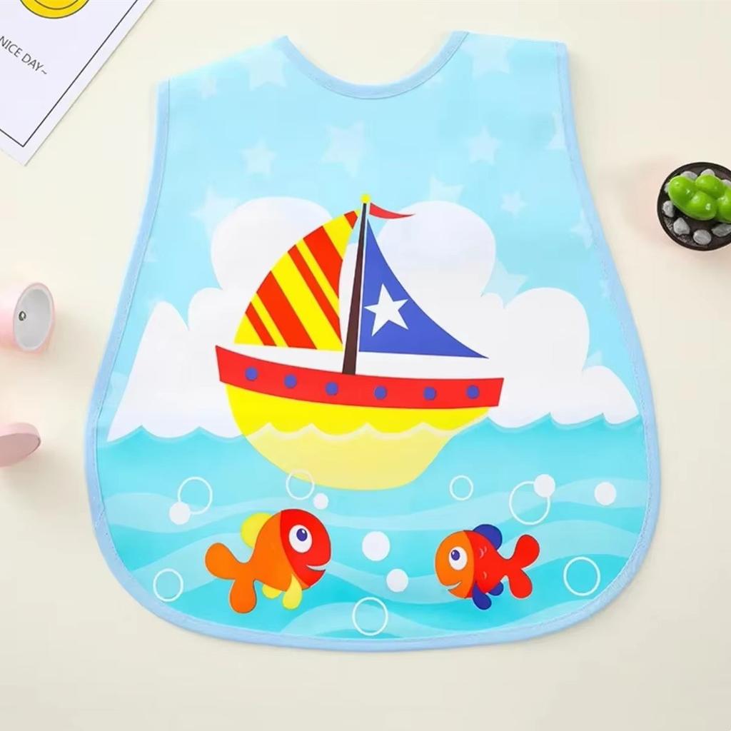 Reusable Baby Waterproof Bib Cartoon EVA Saliva Towel Anti Dirty Apron Feeding Drool Towel for 1-3 Years Old Choldren
