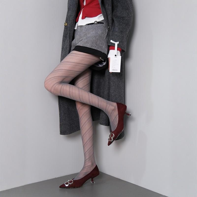 Women Sexy Twilled Stripe Fishnet Tights Nylon Mesh High Waist Pantyhose Stretchy Stockings Spice Girls Slim Bottoming Leggings