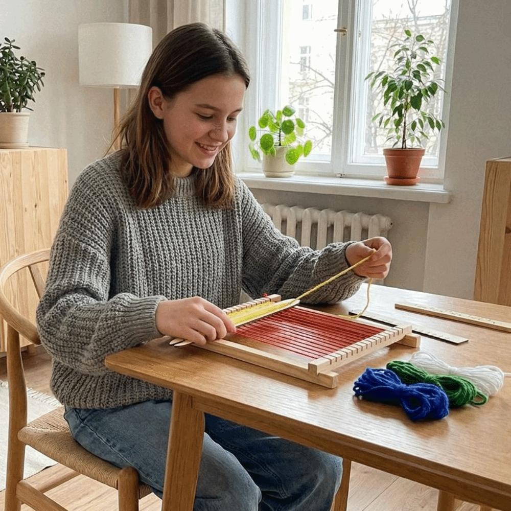 Набор для начинающих DIY Деревянный Деревянный ткацкий станок Мини Съемная ручная вязальная машина Легкие инструменты для вязания пряжей Для