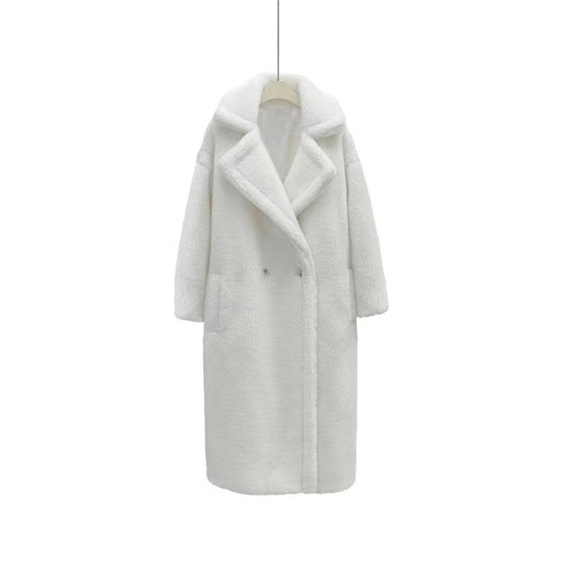 Искусственный мех 2 детали imitation wool coat длинное пальто imitation teddy bear fur long coat