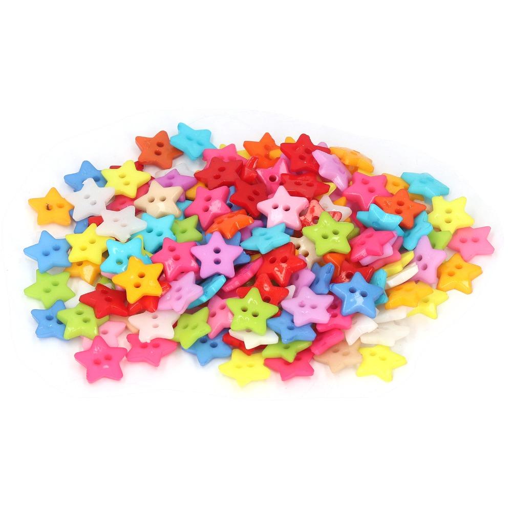200pcs Assorted Colors Star Buttons Small Size Sewing Buttons Decorative Buttons Sewing Decoration