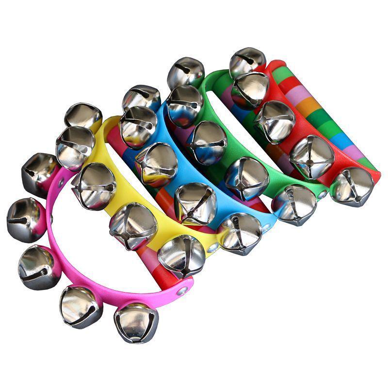 Rainbow Wooden Hand Rattle: 10 Bells Baby Soothing Toy