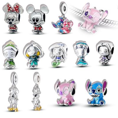 Stitch Mickey Minnie Princess Charms Cartoon Beads For European Bracelets DIY Jewelry Making Gift For Fans Anniversary.