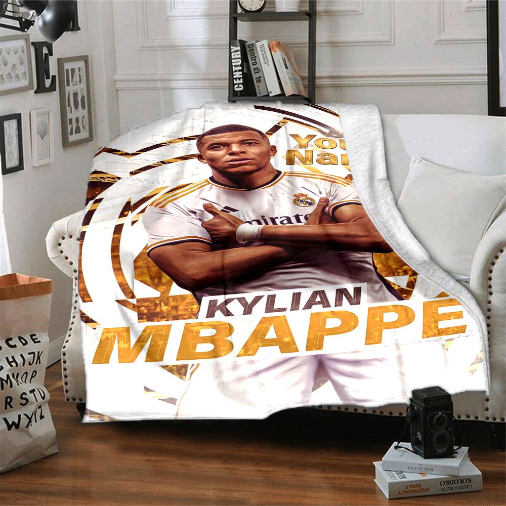 Mbappé Personalized Name Blanket Gift Customizable Blanket Soft Warm Cozy for Livingroom Chair Bed Sofa Four Seasons Multipurpose