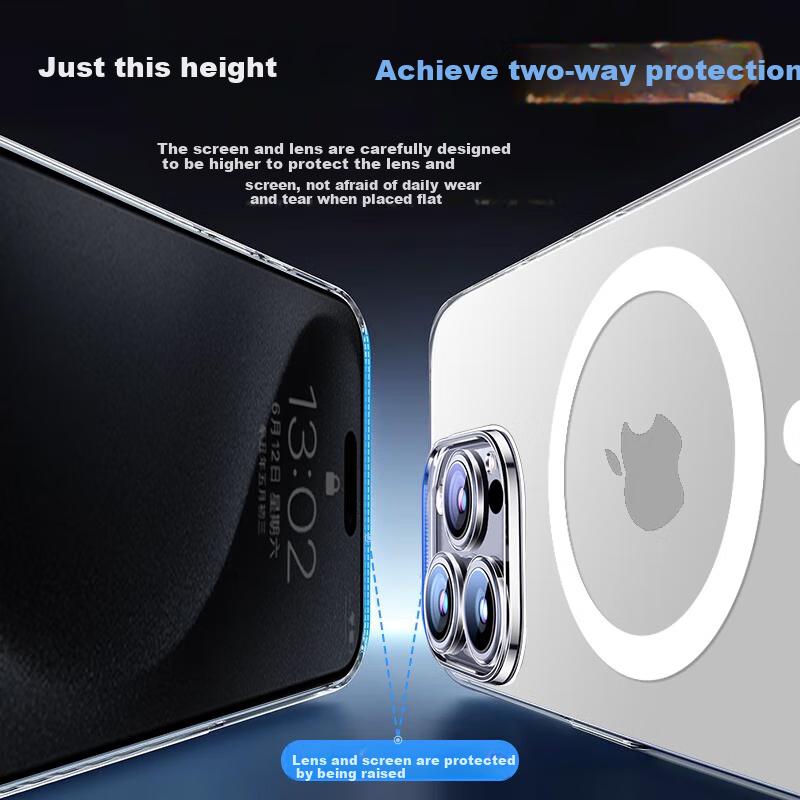 IPhone 14 Case, 14 Phone Protective Cover, Bayer Material MagSafe Magnetic Charging Ultra-Thin Shockproof Airbag Full Protection Transparent Soft