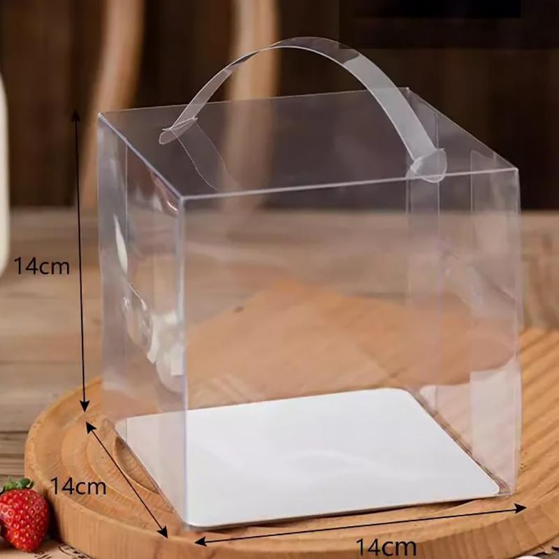 Прозрачная ручка для торта, мини-квадратный мусс, слоеное тесто, пластиковые упаковочные коробки, 5-дюймовая 6-дюймовая маленькая портативная коробка для выпечки десертов